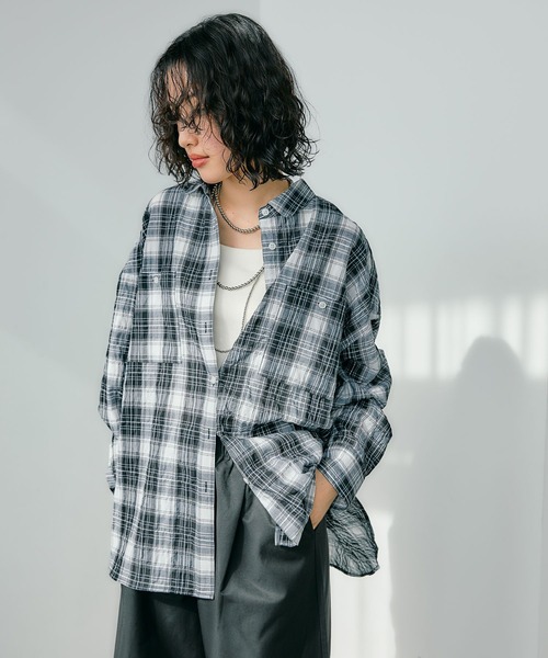 LEPSIM(レプシィム)の「チェックシャツ 323429(シャツ/ブラウス・レディース・ブラック/ネイビー/ベージュ・FREE)」の2枚目の写真