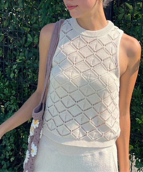 ROXY（ロキシー）の「TROPIC SKY/ロキシーノースリーブニット（ニット/セーター・レディース・ホワイト・MEDIUM/SMALL）」の4枚目の写真