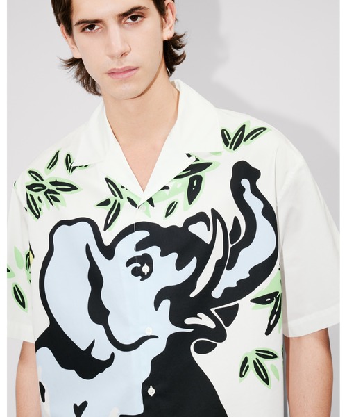 セール】'Kenzo Jungle Elephant' ハワイアン コットン シャツ