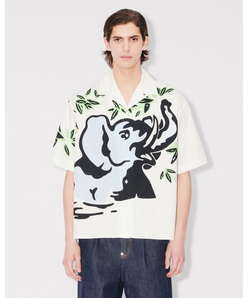 セール】'Kenzo Jungle Elephant' ハワイアン コットン シャツ