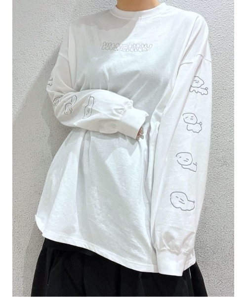 Whinny（ホワイニー）の「Whinny/とろけたいぬいぬいぬ?T（Tシャツ/カットソー・レディース・サックスブルー/ブラック/ホワイト・FREE）」の7枚目の写真