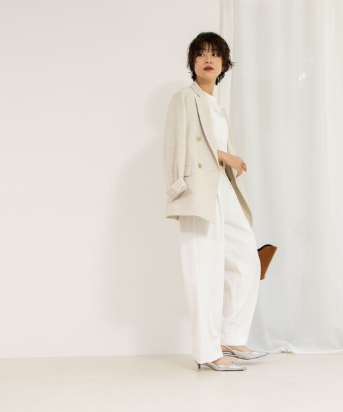 NOLLEY’S(ノーリーズ)の「《セットアップ対応》ウォッシャブルツイルイージータックワイドパンツ(その他パンツ・レディース・ブラック/チャコールグレー/ホワイト・34/36/38)」の5枚目の写真