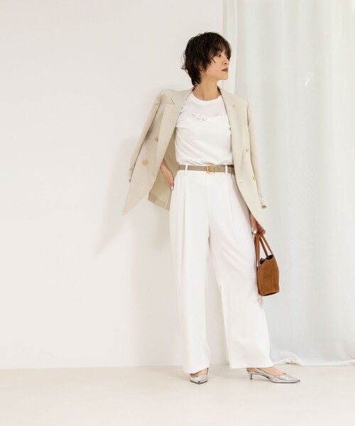 NOLLEY’S(ノーリーズ)の「《セットアップ対応》ウォッシャブルツイルイージータックワイドパンツ(その他パンツ・レディース・ブラック/チャコールグレー/ホワイト・34/36/38)」の6枚目の写真