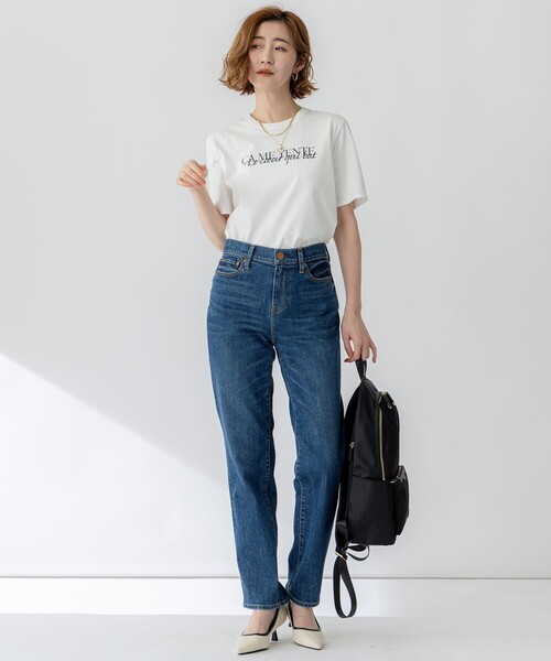 23区 L(ニジュウサンクオオキイサイズ)の「【洗える】CA ME TENTE ロゴ TEE(Tシャツ/カットソー・レディース・サックスブルー系/ホワイト系/カーキ系/ブラック系・46/44/48)」の6枚目の写真