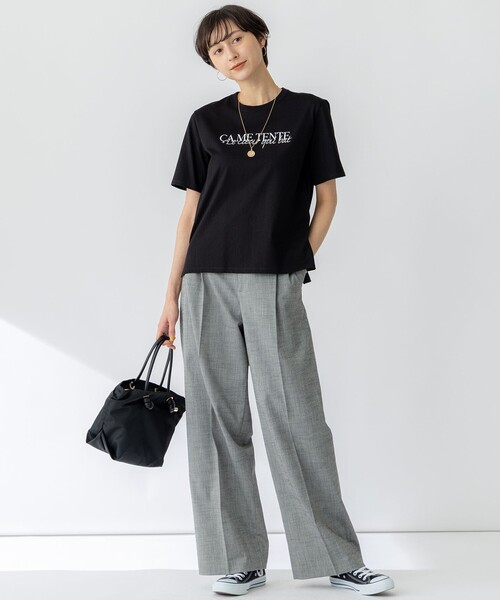 23区 L(ニジュウサンクオオキイサイズ)の「【洗える】CA ME TENTE ロゴ TEE(Tシャツ/カットソー・レディース・サックスブルー系/ホワイト系/カーキ系/ブラック系・46/44/48)」の10枚目の写真