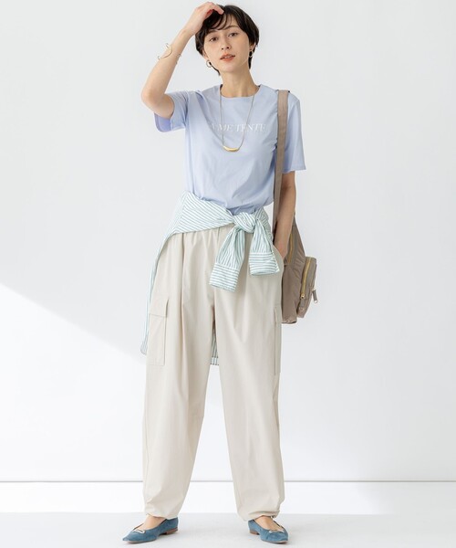 23区 L(ニジュウサンクオオキイサイズ)の「【洗える】CA ME TENTE ロゴ TEE(Tシャツ/カットソー・レディース・サックスブルー系/ホワイト系/カーキ系/ブラック系・46/44/48)」の17枚目の写真