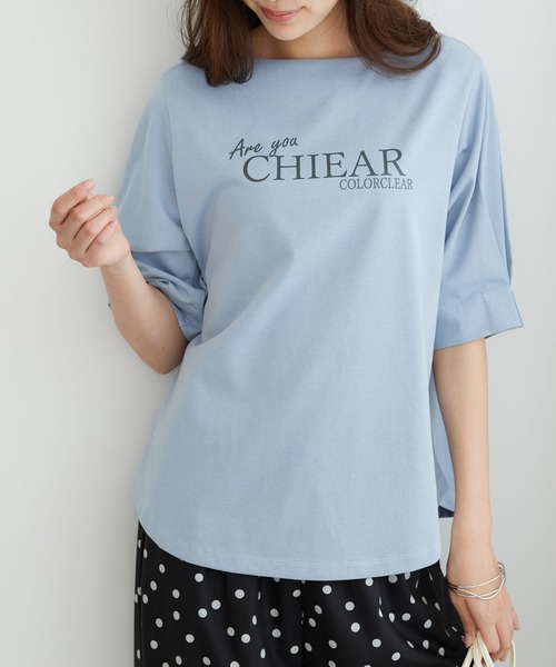 BELLUNA PLUS（ベルーナ）の「汗ジミ対策！袖タック使いロゴプルオーバー（Tシャツ/カットソー・レディース・ブラック/オフホワイト/ブルー/ベージュ・MEDIUM/LARGE/X-LARGE）」の6枚目の写真