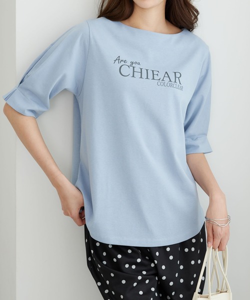 BELLUNA PLUS（ベルーナ）の「汗ジミ対策！袖タック使いロゴプルオーバー（Tシャツ/カットソー・レディース・ブラック/オフホワイト/ブルー/ベージュ・MEDIUM/LARGE/X-LARGE）」の5枚目の写真
