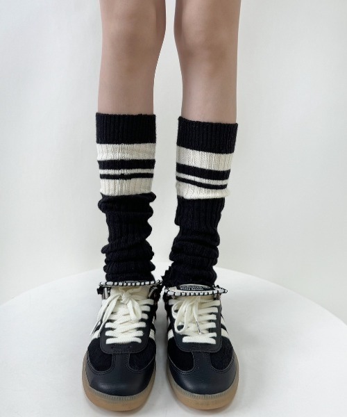 almo（アルモ）の「【LAMPOON】ラインレッグウォーマー（レッグウォーマー・レディース・グレー/ブラック/ホワイト・FREE）」の2枚目の写真