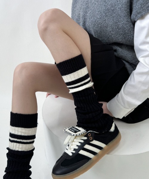 almo（アルモ）の「【LAMPOON】ラインレッグウォーマー（レッグウォーマー・レディース・グレー/ブラック/ホワイト・FREE）」の8枚目の写真