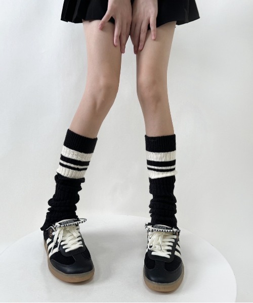 almo（アルモ）の「【LAMPOON】ラインレッグウォーマー（レッグウォーマー・レディース・グレー/ブラック/ホワイト・FREE）」の9枚目の写真