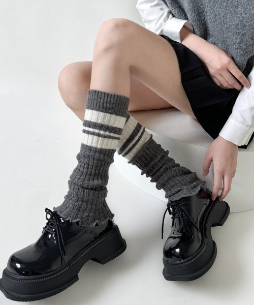 almo（アルモ）の「【LAMPOON】ラインレッグウォーマー（レッグウォーマー・レディース・グレー/ブラック/ホワイト・FREE）」の18枚目の写真