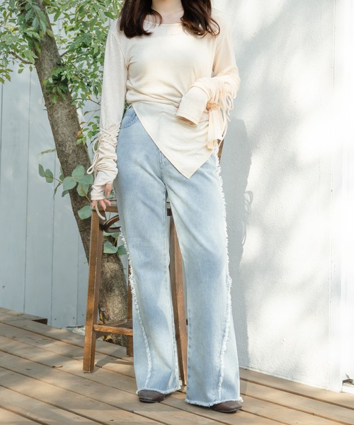 セール】side fringe flare denim pants / サイドフリンジフレア