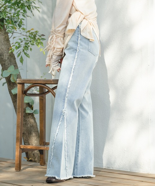 セール】side fringe flare denim pants / サイドフリンジフレア