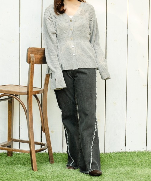 セール】side fringe flare denim pants / サイドフリンジフレア