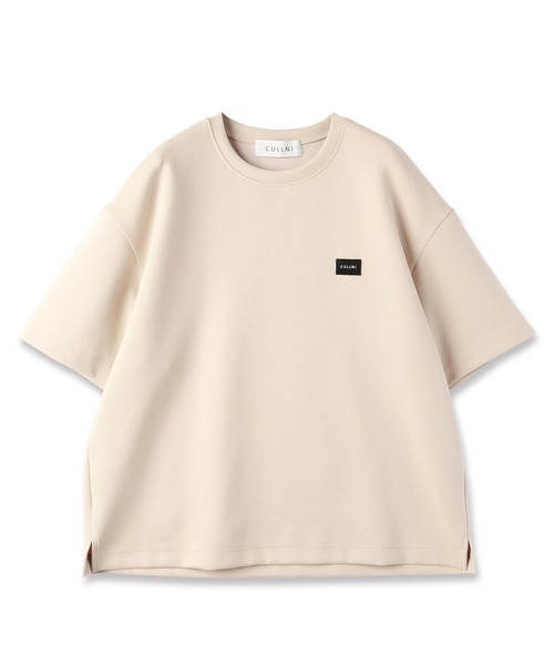 CULLNI 2 ボルドー 五分袖 ニットカットソー CULLNI ONLINE STORE / Bi Color Collarless Mesh Knit Jacket