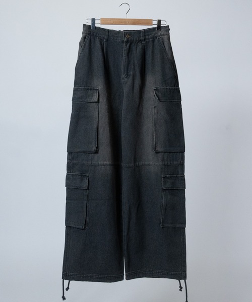 JOHN'S CLOSET（ジョンズクローゼット）の「【t】ブラストオーバーダイ メニーポケット カーゴパンツ（カーゴパンツ・メンズ・チャコールグレー/ブルー/ブラック/ネイビー・LARGE/MEDIUM）」の3枚目の写真