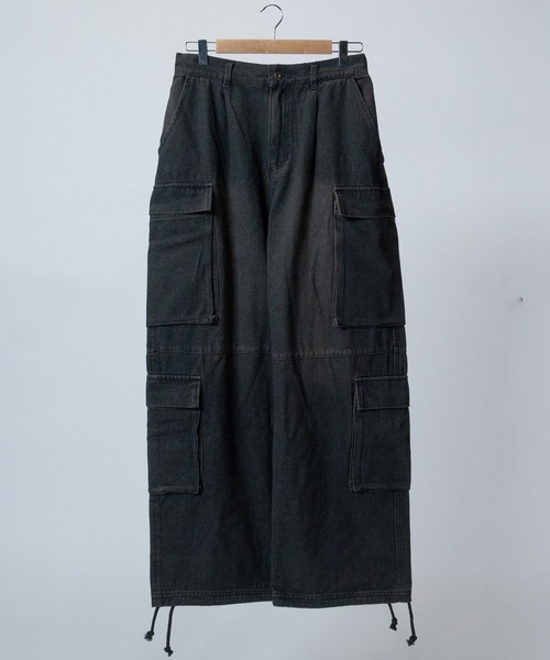 JOHN'S CLOSET（ジョンズクローゼット）の「【t】ブラストオーバーダイ メニーポケット カーゴパンツ（カーゴパンツ・メンズ・チャコールグレー/ブルー/ブラック/ネイビー・LARGE/MEDIUM）」の2枚目の写真