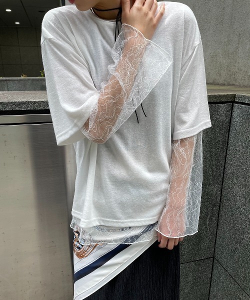 AIC.(エーアイシー)の「バックスリットスラブTシャツ(Tシャツ/カットソー・レディース・オフホワイト/チャコールグレー・FREE)」の4枚目の写真