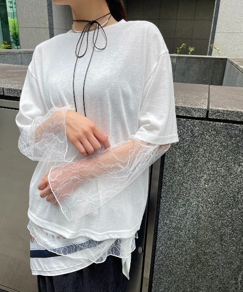 AIC.(エーアイシー)の「バックスリットスラブTシャツ(Tシャツ/カットソー・レディース・オフホワイト/チャコールグレー・FREE)」の5枚目の写真
