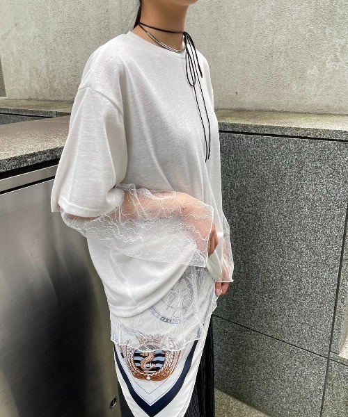 AIC.(エーアイシー)の「バックスリットスラブTシャツ(Tシャツ/カットソー・レディース・オフホワイト/チャコールグレー・FREE)」の8枚目の写真