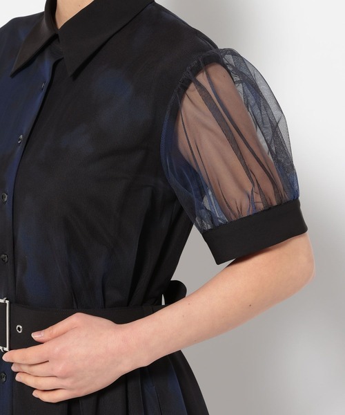 HARE ソデシアーチュールティアードワンピース ネイビー ロングワンピース HARE（ハレ）の「ソデシアーチュールティアードワンピース(HARE