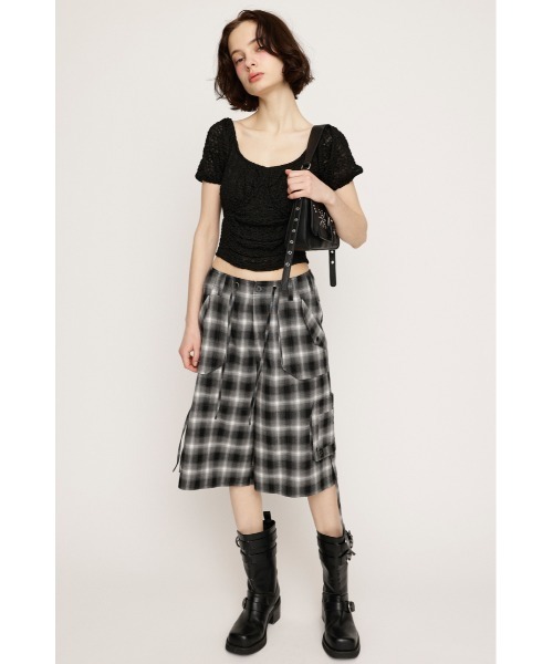 SLY（スライ）の「PUFF SLEEVE GATHER CUT TOPS パフスリーブ ギャザー カット トップス（Tシャツ/カットソー・レディース・ブラック/ホワイト・FREE）」の12枚目の写真