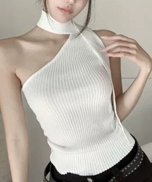 ampm（エーエムピーエム）の「チョーカー風ワンショルダーノースリーブ（タンクトップ）」