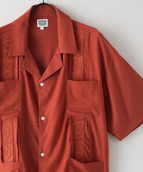 ROUGH TRADE（ラフトレード）の「【ROUGH TRADE/ラフトレード】麻 レーヨン キューバシャツ（シャツ/ブラウス・メンズ・ワイン/ブルー/アイボリー/マスタード・LARGE/MEDIUM）」の9枚目の写真