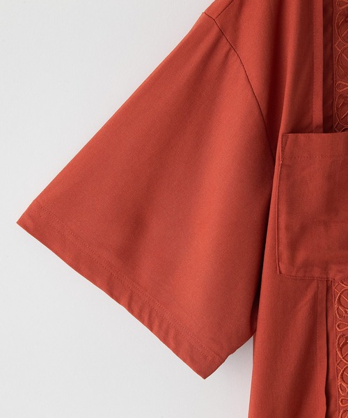 ROUGH TRADE（ラフトレード）の「【ROUGH TRADE/ラフトレード】麻 レーヨン キューバシャツ（シャツ/ブラウス・メンズ・ワイン/ブルー/アイボリー/マスタード・LARGE/MEDIUM）」の6枚目の写真