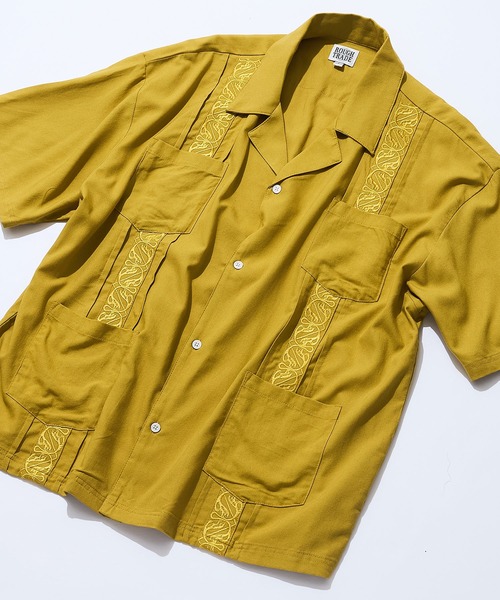 ROUGH TRADE（ラフトレード）の「【ROUGH TRADE/ラフトレード】麻 レーヨン キューバシャツ（シャツ/ブラウス・メンズ・ワイン/ブルー/アイボリー/マスタード・LARGE/MEDIUM）」の14枚目の写真