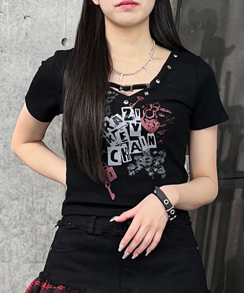 Figments（フィグメンツ）の「パンクロゴＴ（Tシャツ/カットソー・レディース・ホワイト/ブラック・FREE）」の2枚目の写真