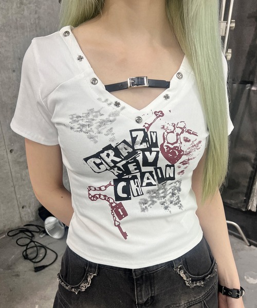 Figments（フィグメンツ）の「パンクロゴＴ（Tシャツ/カットソー・レディース・ホワイト/ブラック・FREE）」の3枚目の写真