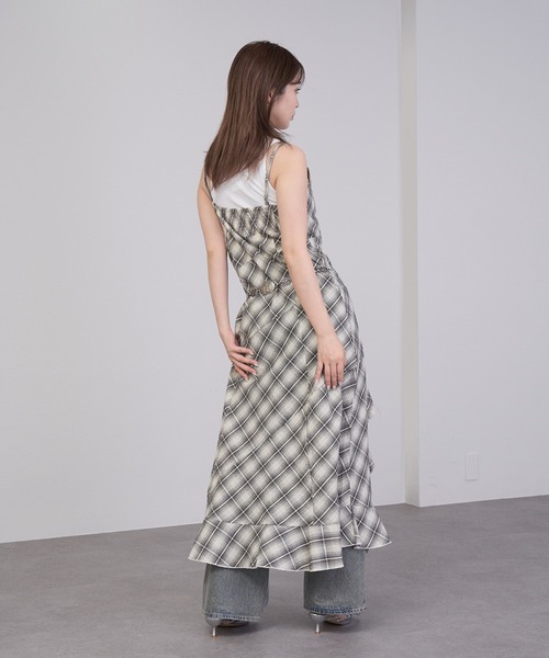 RAY CASSIN（レイカズン）の「【チェック/レース】裾フリルラウンドキャミワンピース（ワンピース・レディース・ブラック系その他/ホワイト系その他2/ブラック系その他2/ホワイト系その他・FREE）」の7枚目の写真