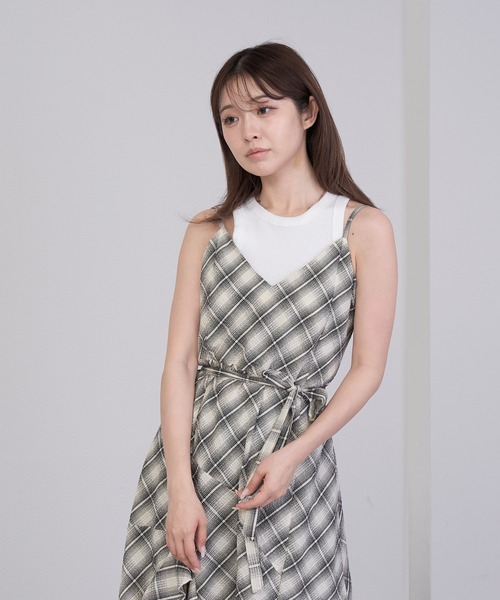 RAY CASSIN（レイカズン）の「【チェック/レース】裾フリルラウンドキャミワンピース（ワンピース・レディース・ブラック系その他/ホワイト系その他2/ブラック系その他2/ホワイト系その他・FREE）」の9枚目の写真