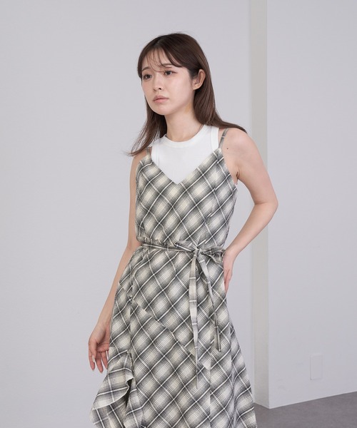 RAY CASSIN（レイカズン）の「【チェック/レース】裾フリルラウンドキャミワンピース（ワンピース・レディース・ブラック系その他/ホワイト系その他2/ブラック系その他2/ホワイト系その他・FREE）」の10枚目の写真