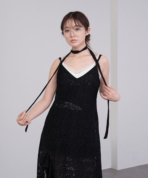 RAY CASSIN（レイカズン）の「【チェック/レース】裾フリルラウンドキャミワンピース（ワンピース・レディース・ブラック系その他/ホワイト系その他2/ブラック系その他2/ホワイト系その他・FREE）」の19枚目の写真