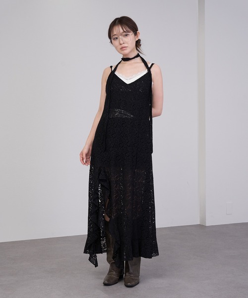 RAY CASSIN（レイカズン）の「【チェック/レース】裾フリルラウンドキャミワンピース（ワンピース・レディース・ブラック系その他/ホワイト系その他2/ブラック系その他2/ホワイト系その他・FREE）」の18枚目の写真