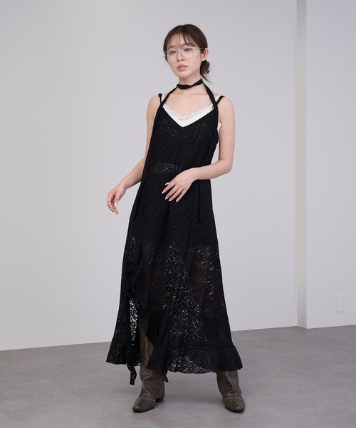 RAY CASSIN（レイカズン）の「【チェック/レース】裾フリルラウンドキャミワンピース（ワンピース・レディース・ブラック系その他/ホワイト系その他2/ブラック系その他2/ホワイト系その他・FREE）」の20枚目の写真