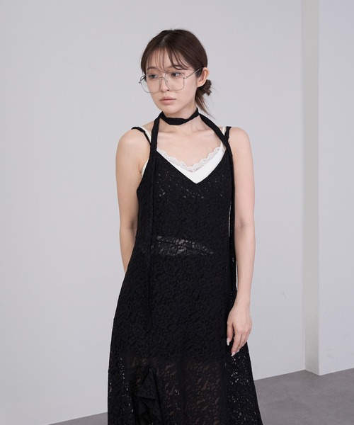 RAY CASSIN（レイカズン）の「【チェック/レース】裾フリルラウンドキャミワンピース（ワンピース・レディース・ブラック系その他/ホワイト系その他2/ブラック系その他2/ホワイト系その他・FREE）」の22枚目の写真