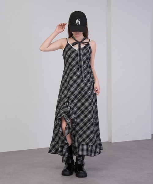 RAY CASSIN（レイカズン）の「【チェック/レース】裾フリルラウンドキャミワンピース（ワンピース・レディース・ブラック系その他/ホワイト系その他2/ブラック系その他2/ホワイト系その他・FREE）」の11枚目の写真