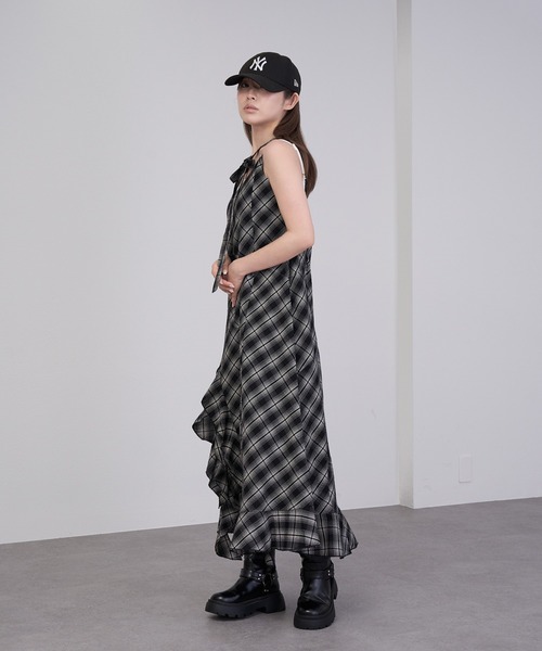 RAY CASSIN（レイカズン）の「【チェック/レース】裾フリルラウンドキャミワンピース（ワンピース・レディース・ブラック系その他/ホワイト系その他2/ブラック系その他2/ホワイト系その他・FREE）」の12枚目の写真