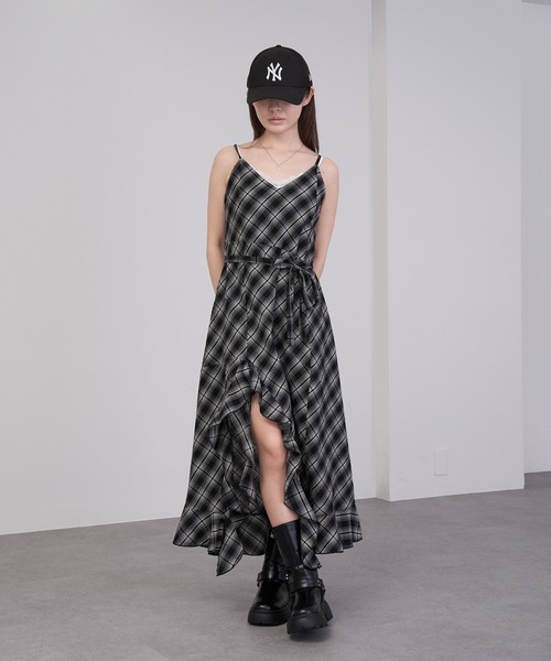 RAY CASSIN（レイカズン）の「【チェック/レース】裾フリルラウンドキャミワンピース（ワンピース・レディース・ブラック系その他/ホワイト系その他2/ブラック系その他2/ホワイト系その他・FREE）」の16枚目の写真