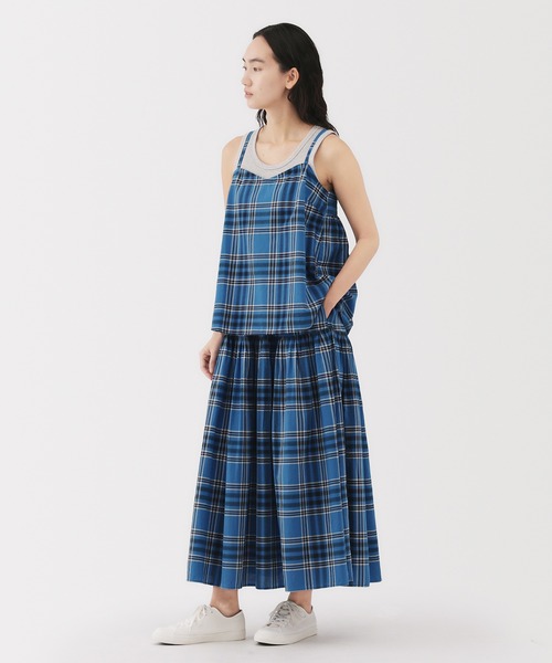 無印良品　インド綿　マドラスチェック　フレアスカート　XL セール】婦人 マドラスチェックフレアスカート（スカート