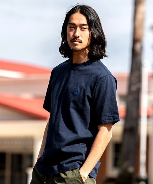 U.S. POLO ASSN.(ユーエスポロアッスン)の「『U.S. POLO ASSN/ユーエスポロアッスン』クルーネック半袖Tシャツ(Tシャツ/カットソー・メンズ・ダークブラウン/ネイビー/サーモンピンク/ブラック×ホワイト/オフホワイト/ダークグリーン/キャメル・L/M)」の5枚目の写真