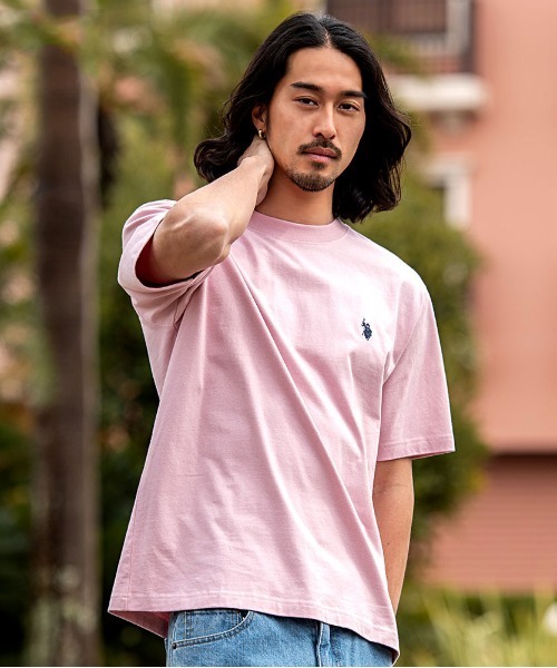 U.S. POLO ASSN.(ユーエスポロアッスン)の「『U.S. POLO ASSN/ユーエスポロアッスン』クルーネック半袖Tシャツ(Tシャツ/カットソー・メンズ・ダークブラウン/ネイビー/サーモンピンク/ブラック×ホワイト/オフホワイト/ダークグリーン/キャメル・L/M)」の7枚目の写真