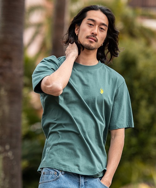 U.S. POLO ASSN.(ユーエスポロアッスン)の「『U.S. POLO ASSN/ユーエスポロアッスン』クルーネック半袖Tシャツ(Tシャツ/カットソー・メンズ・ダークブラウン/ネイビー/サーモンピンク/ブラック×ホワイト/オフホワイト/ダークグリーン/キャメル・L/M)」の16枚目の写真