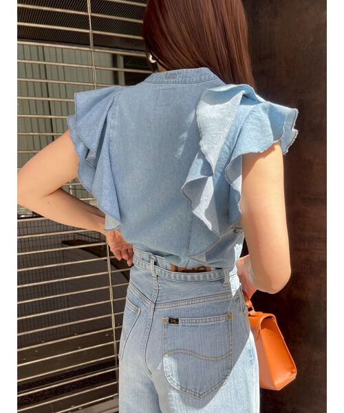 Lee（リー）の「【Leeコラボ】ハイライズセミワイドパンツ（デニムパンツ・レディース・オフホワイト/ブルー/インディゴブルー・SMALL/MEDIUM）」の7枚目の写真