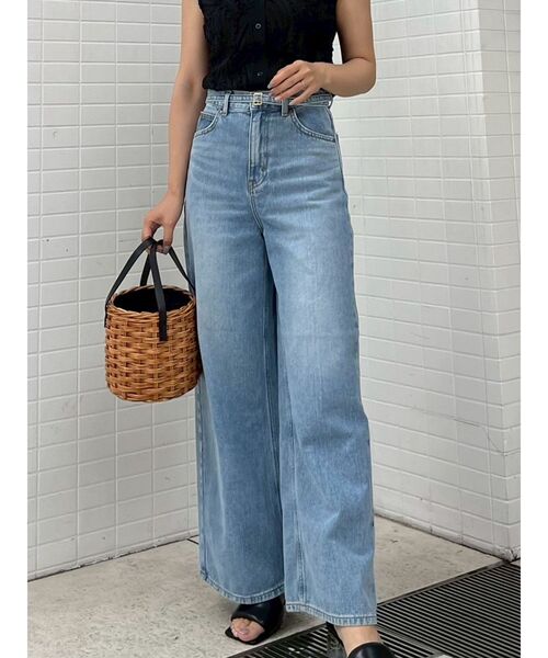 Lee（リー）の「【Leeコラボ】ハイライズセミワイドパンツ（デニムパンツ・レディース・オフホワイト/ブルー/インディゴブルー・SMALL/MEDIUM）」の3枚目の写真