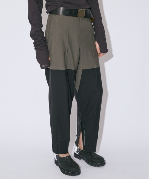 beautiful people(ビューティフルピープル)の「double-end light wool tropical pants(その他パンツ・レディース・カーキ/ブラック・38)」の2枚目の写真